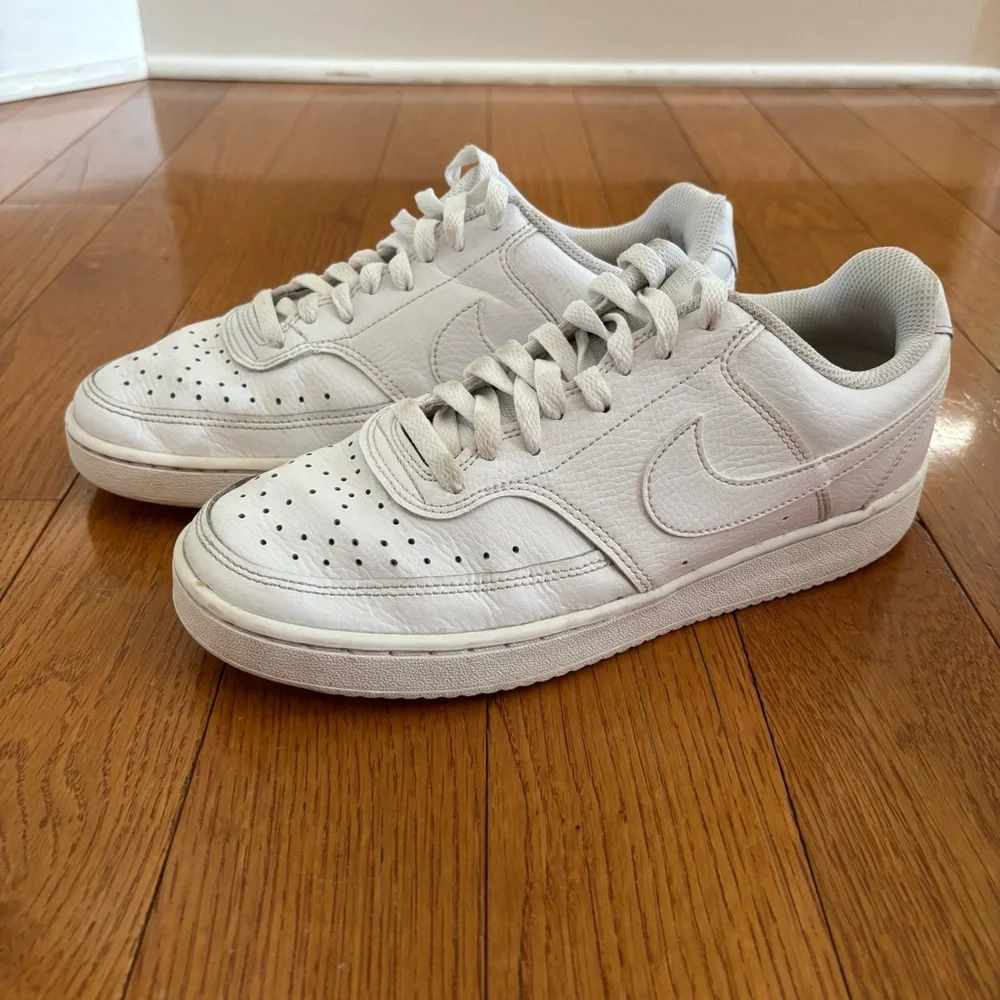 Nike Women's Court Vision Low White on White Athletic Sneakers
